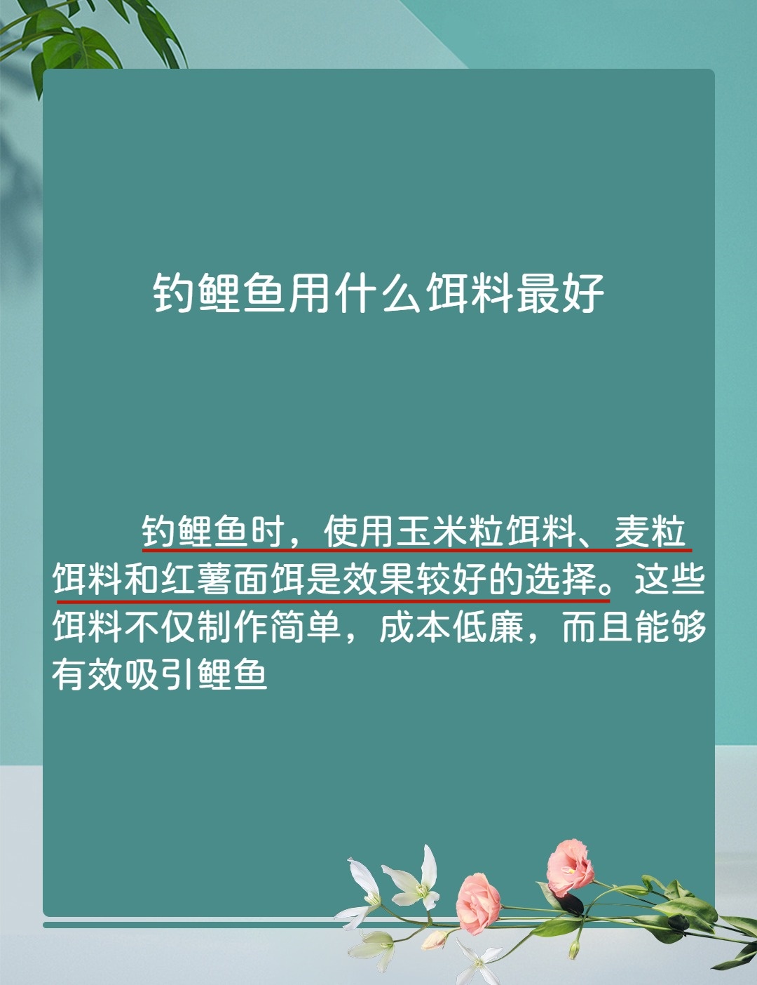 台钓鲤鱼饵料(台钓钓鲤鱼) 台钓鲤鱼饵料(台钓钓鲤鱼)